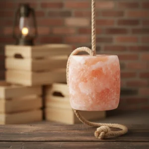 Himalayan Salt Block on Rope 3–4 lbs – Natural Mineral Supplement for Small Livestock